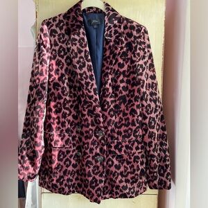 J. Crew Vibrant Pink Animal Print Velvet Blazer